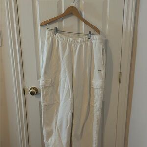 White TNA cargo style mega fleece pants ( white )